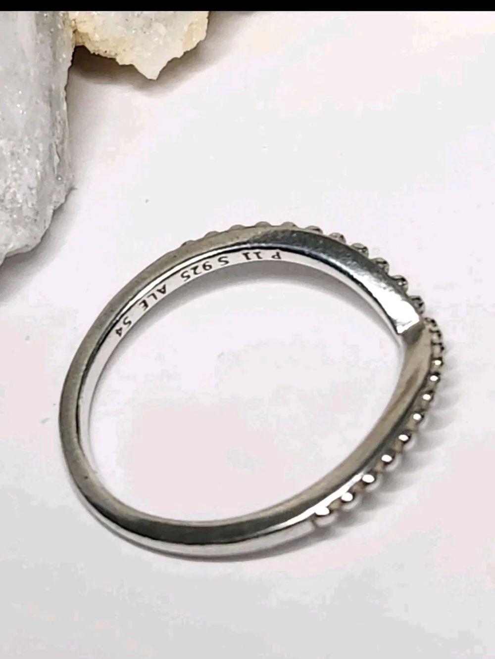 Pandora Sterling Silver .925 ALE Beaded Chevron Ring Size 7 Stackable